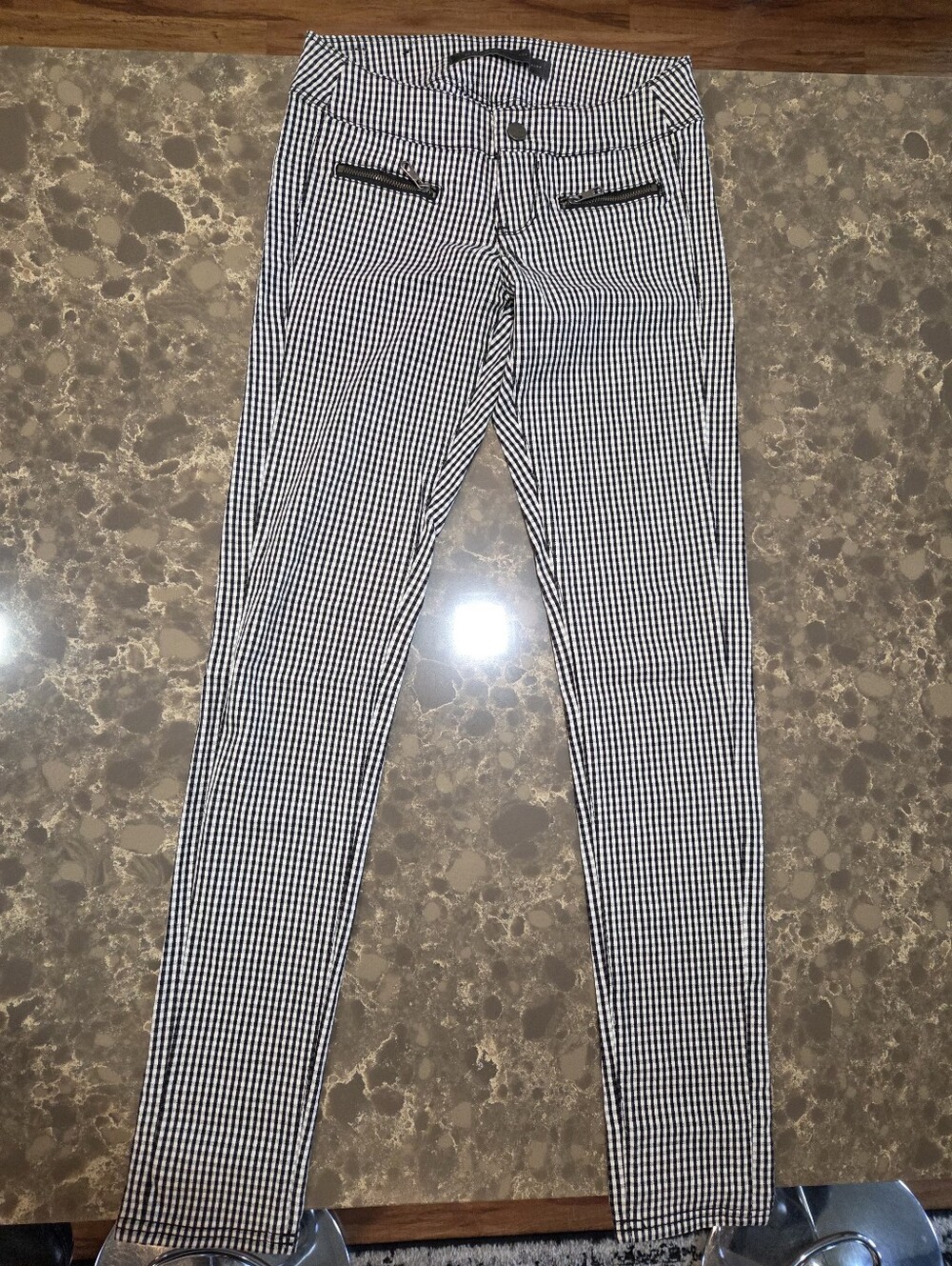 Guess Black and White Gingham Pocket Pants